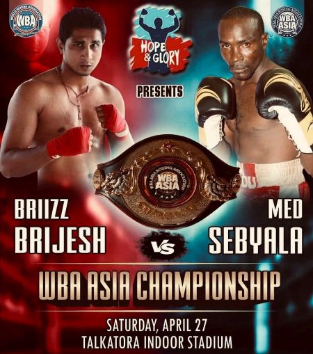 Brijesh vs Sybiala for WBA Asia Belt poster