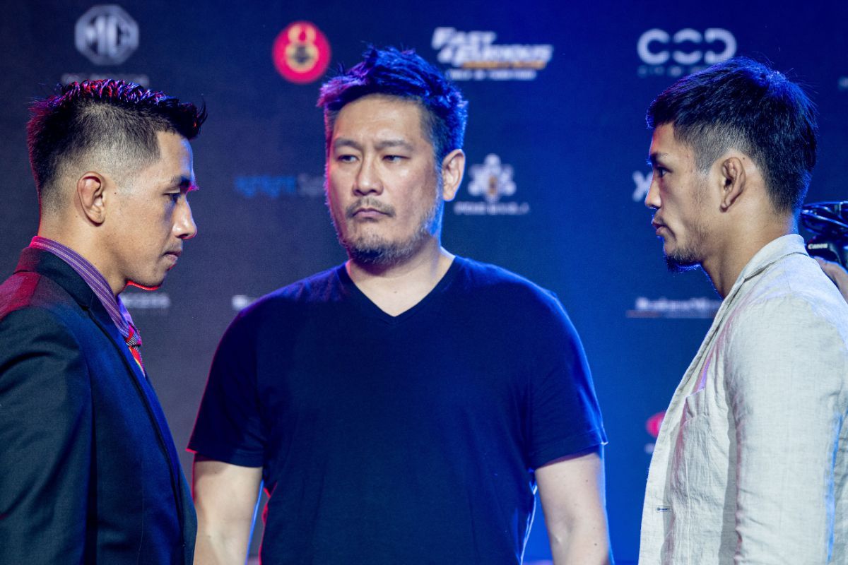 Geje Eustaquio and Yuya Wakamatsu face off at the ONE DAWN OF HEROES pre-event press conference