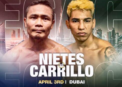 FILIPINO BOXING LEGEND DONNIE NIETES FIGHTS COLOMBIAN PABLO CARRILLO ON APRIL 3 IN DUBAI