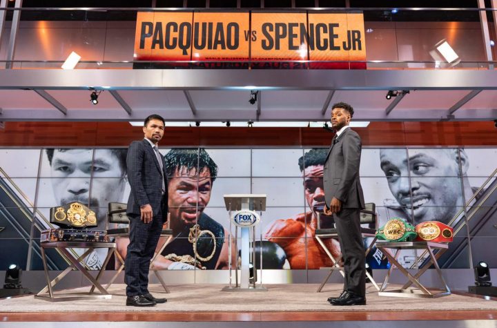 Pacquiao and Spence went face to face in Los Angeles