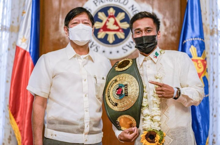 Marcos congratulates Apolinario as IBO World flyweight champ
